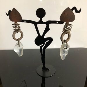 Metal & Glass Dangle Earrings
